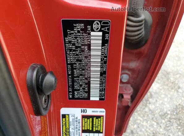 2T1BURHEXHC934167 2017 TOYOTA COROLLA Красный Вид подкапотного пространства