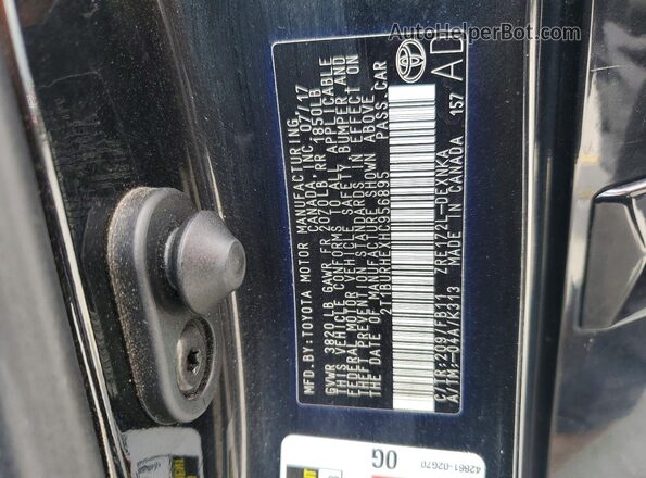 2T1BURHEXHC956895 2017 TOYOTA COROLLA Черный Вид наклейки с VIN-кодом