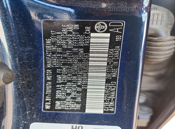 2T1BURHEXJC007563 2018 TOYOTA COROLLA Blue Widok komory silnika
