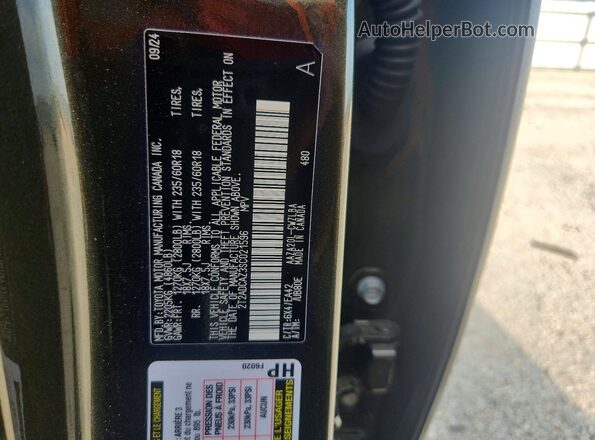 2T2ADCAZ3SC021596 2025 LEXUS NX Green VIN կոդի պիտակի տեսք