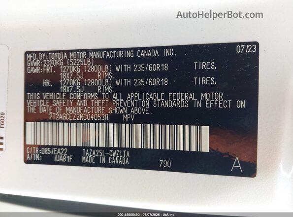 2T2AGCEZ2RC040538 2024 LEXUS NX 350 White Vista del compartimento del motor