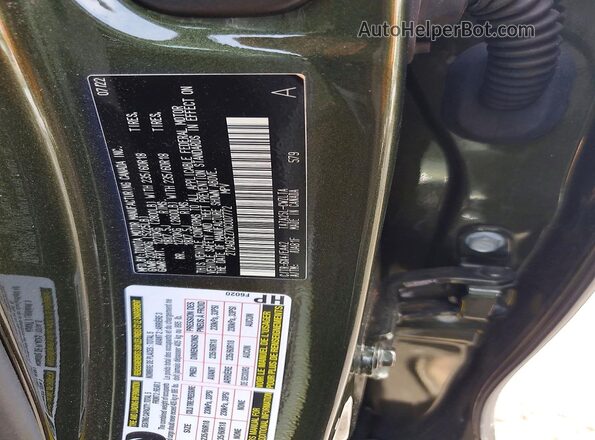 2T2AGCEZ7NC007772 2022 LEXUS NX Green VIN sticker view