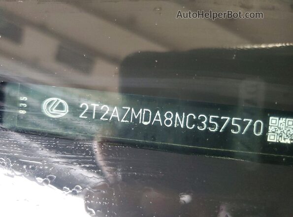 2T2AZMDA8NC357570 2022 LEXUS RX Silver VIN კოდის სტიკერის ხედი