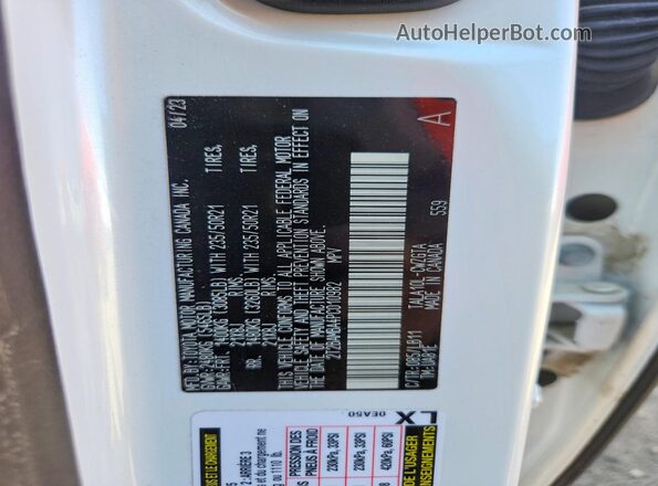 2T2BAMBA4PC010982 2023 LEXUS RX White VIN կոդի պիտակի տեսք
