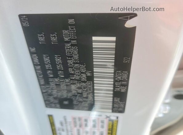 2T2BAMBA7RC038293 2024 LEXUS RX White Widok naklejki z numerem VIN