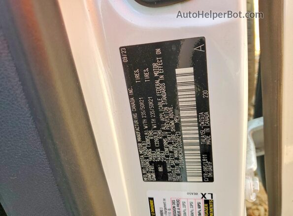 2T2BAMCA0PC038213 2023 LEXUS RX White VIN կոդի պիտակի տեսք