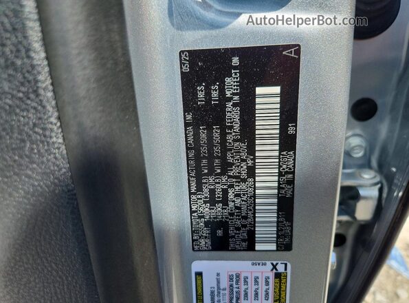 2T2BAMCA2SC108268 2025 LEXUS RX Серебряный Панорамный вид салона 360°