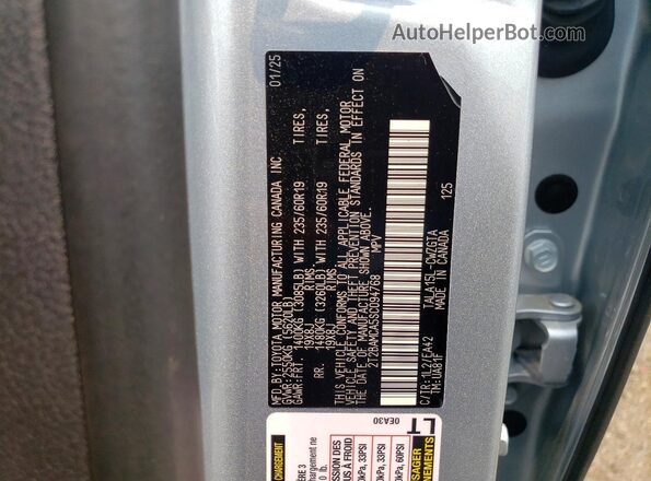 2T2BAMCA5SC094768 2025 LEXUS RX Silver Вид наклейки з VIN-кодом