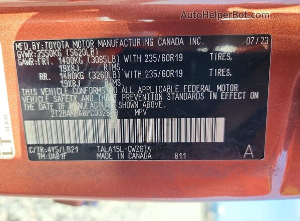 2T2BAMCA8PC032899 2023 LEXUS RX Orange 360 interior view