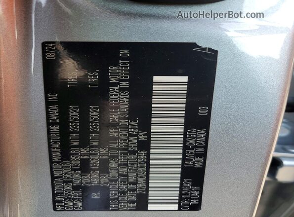 2T2BAMCA9RC079846 2024 LEXUS RX Silver VIN կոդի պիտակի տեսք