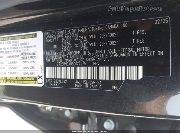2T2BBMCA0SC077275 2025 LEXUS RX 350H Black Շարժիչի բաժամունքի տեսք
