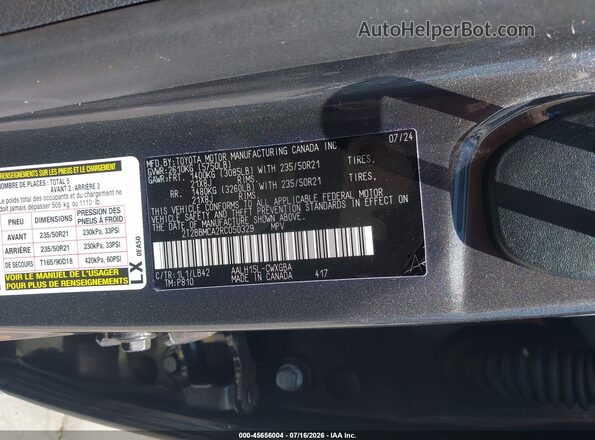 2T2BBMCA2RC050329 2024 LEXUS RX 350H Черный Вид подкапотного пространства
