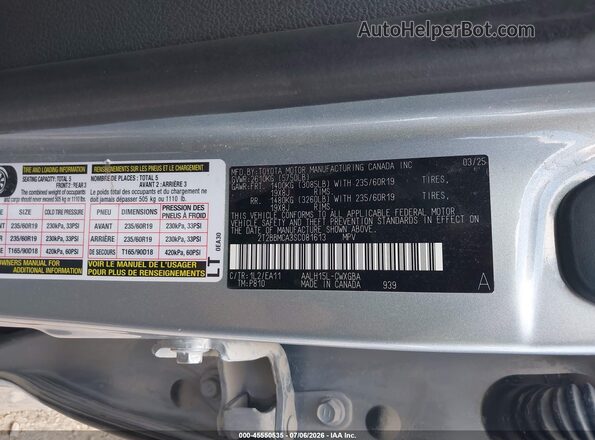 2T2BBMCA3SC081613 2025 LEXUS RX 350H Silver Вид підкапотного простору