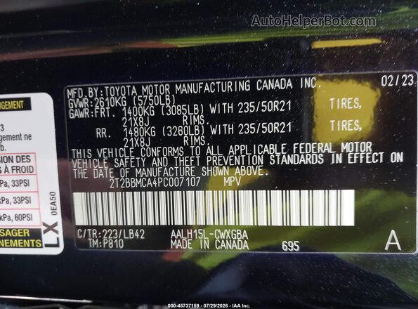 2T2BBMCA4PC007107 2023 LEXUS RX 350H Brown Widok komory silnika