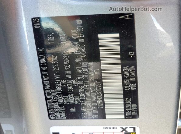 2T2BBMCA5SC072511 2025 LEXUS RX Silver Vista interior de 360 grados