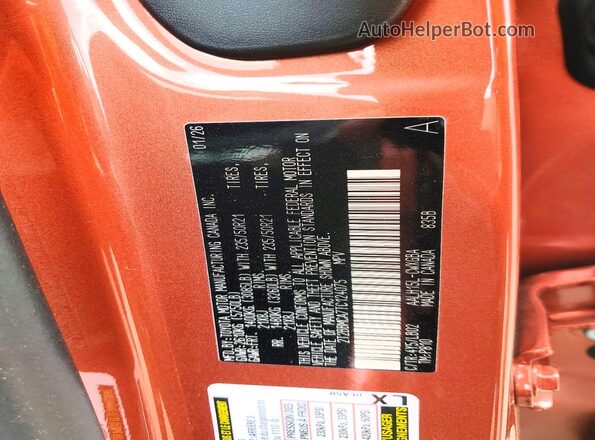 2T2BBMCA7TC124075 2026 LEXUS RX Orange VIN կոդի պիտակի տեսք