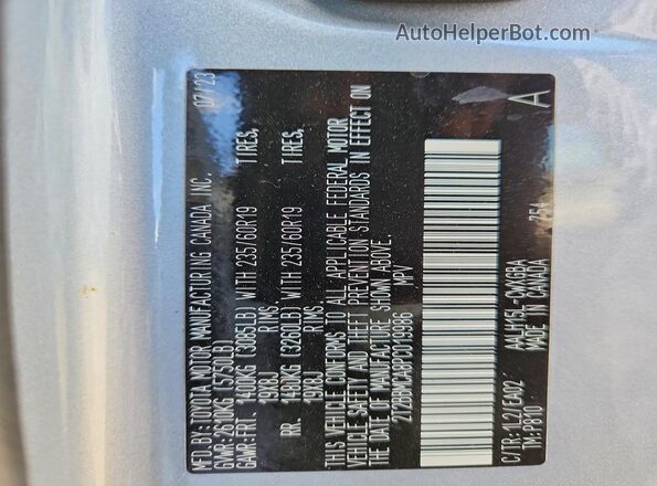 2T2BBMCA8PC019986 2023 LEXUS RX Silver Widok naklejki z numerem VIN