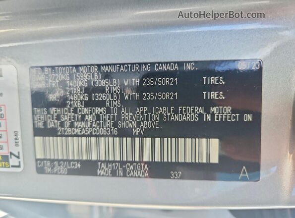 2T2BCMEA5PC006316 2023 LEXUS RX Серебряный Панорамный вид салона 360°