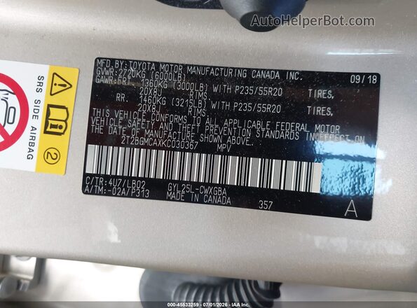 2T2BGMCAXKC030367 2019 LEXUS RX 450H Gold Widok komory silnika