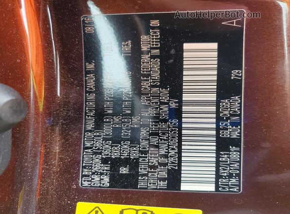 2T2BZMCA0GC053156 2016 LEXUS RX Brown VIN sticker view