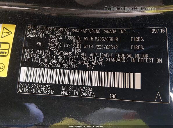 2T2BZMCA0HC058312 2017 LEXUS RX 350 Black Engine compartment view