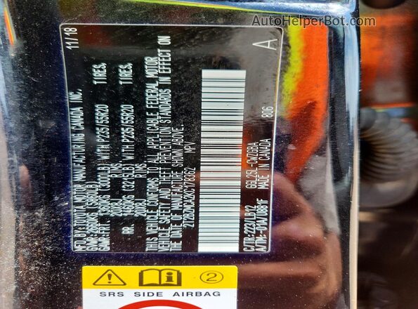 2T2BZMCA2KC178362 2019 LEXUS RX Black VIN კოდის სტიკერის ხედი