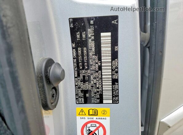 2T2BZMCA2KC196408 2019 LEXUS RX Silver VIN კოდის სტიკერის ხედი