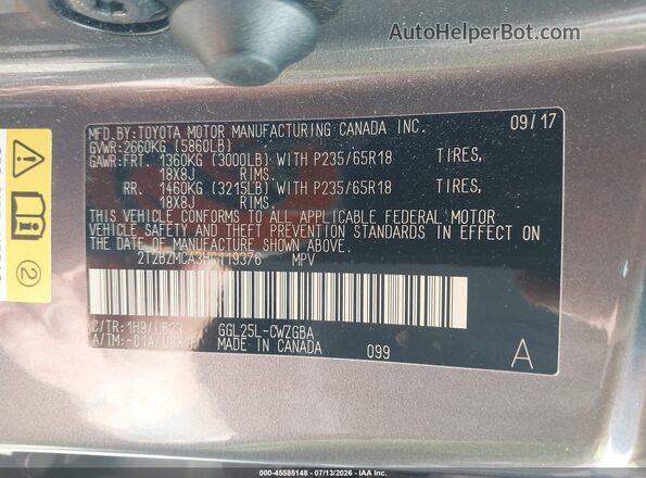 2T2BZMCA3HC119376 2017 LEXUS RX 350 Gray Engine compartment view