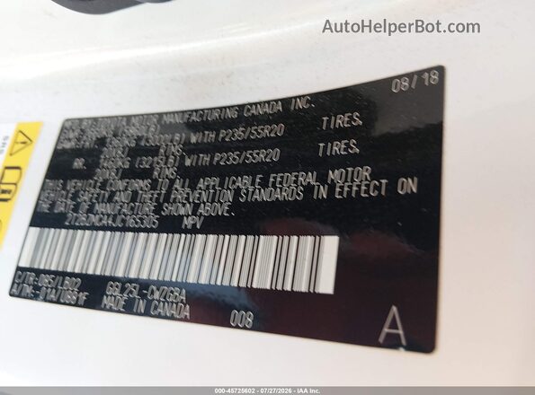2T2BZMCA4JC165305 2018 LEXUS RX 350 White Вид підкапотного простору