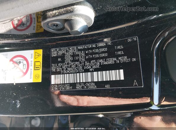2T2BZMCA6GC041254 2016 LEXUS RX 350 Black Вид підкапотного простору