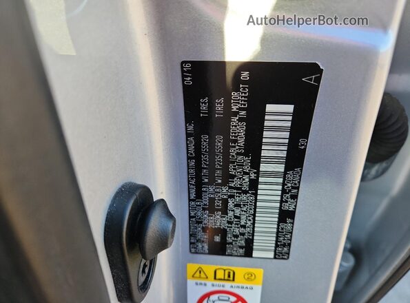 2T2BZMCA7GC032871 2016 LEXUS RX Silver VIN კოდის სტიკერის ხედი