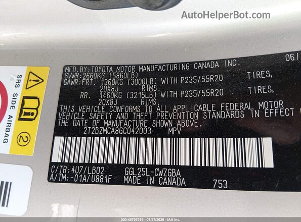 2T2BZMCA8GC042003 2016 LEXUS RX 350 Gold Vista del compartimento del motor