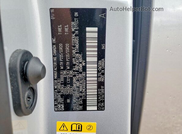 2T2BZMCAXGC011383 2016 LEXUS RX Silver VIN კოდის სტიკერის ხედი