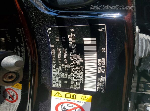 2T2BZMCAXKC174429 2019 LEXUS RX Black Vista de la etiqueta del VIN