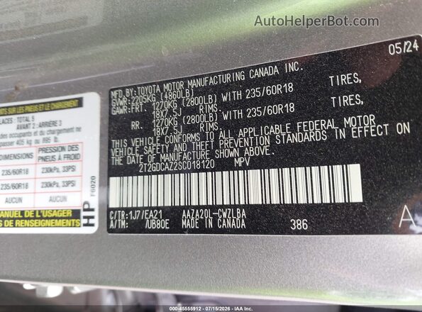 2T2GDCAZ2SC018120 2025 LEXUS NX 250 Silver Вид підкапотного простору