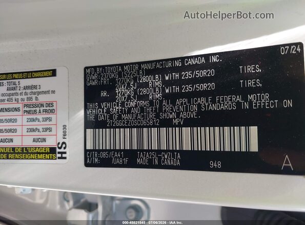 2T2GGCEZ0SC065812 2025 LEXUS NX 350 White Vista del compartimento del motor
