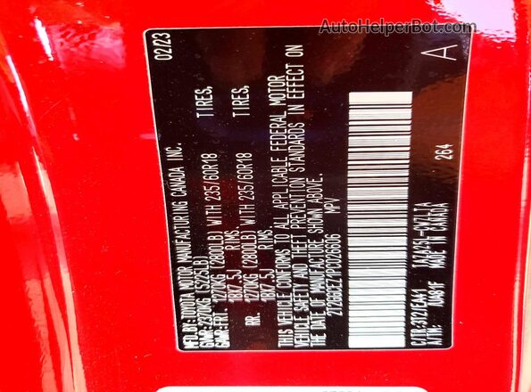 2T2GGCEZ1PC026606 2023 LEXUS NX Red VIN sticker view