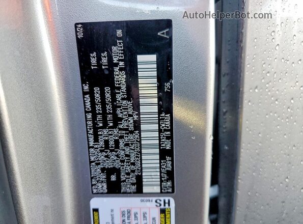 2T2GGCEZ7SC072904 2025 LEXUS NX Silver Вид наклейки з VIN-кодом