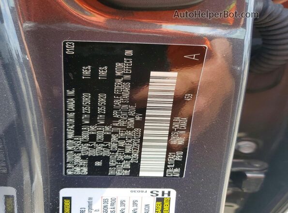 2T2GKCEZ2PC012339 2023 LEXUS NX Gray Vista de la etiqueta del VIN