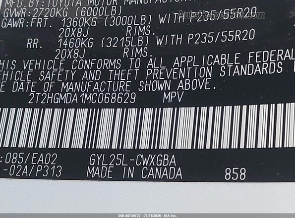 2T2HGMDA1MC068629 2021 LEXUS RX 450H White Engine compartment view