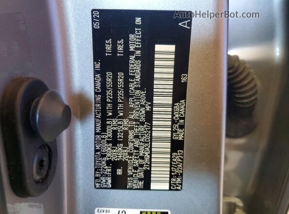 2T2HGMDA2LC052177 2020 LEXUS RX Серебряный Вид наклейки с VIN-кодом