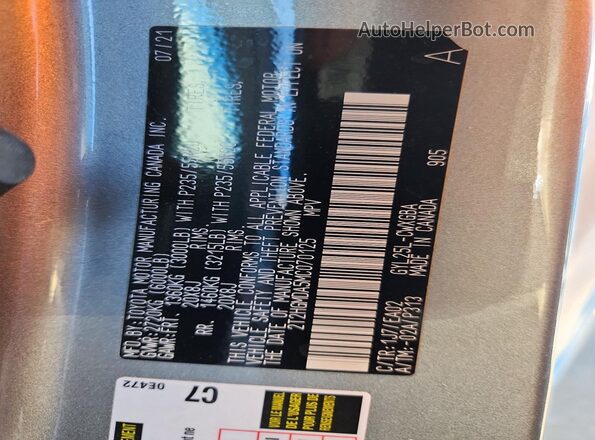 2T2HGMDA5MC070125 2021 LEXUS RX Silver 360 interior view