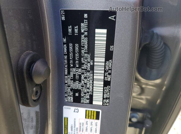 2T2HGMDA9MC069611 2021 LEXUS RX Charcoal Вид наклейки з VIN-кодом