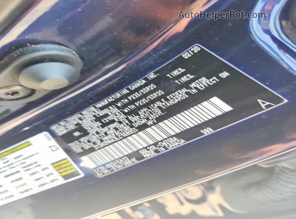 2T2HZMAA3LC168955 2020 LEXUS RX Blue Vista de la etiqueta del VIN