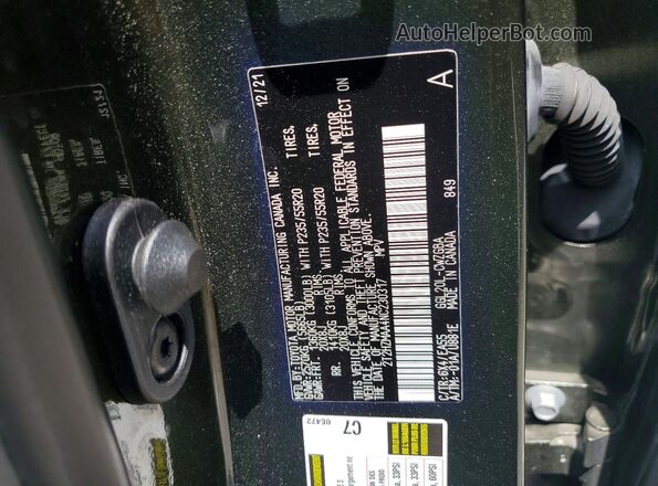 2T2HZMAA4NC230317 2022 LEXUS RX Зеленый Вид наклейки с VIN-кодом