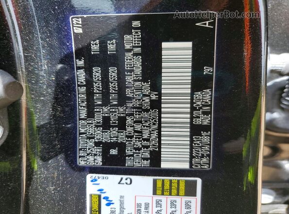 2T2HZMAA7NC252005 2022 LEXUS RX Black VIN sticker view