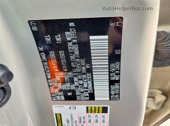 2T2HZMAA8MC218282 2021 LEXUS RX Silver VIN sticker view