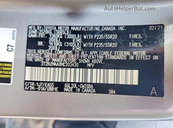 2T2HZMAAXMC203430 2021 LEXUS RX Gray Vista del compartimento del motor