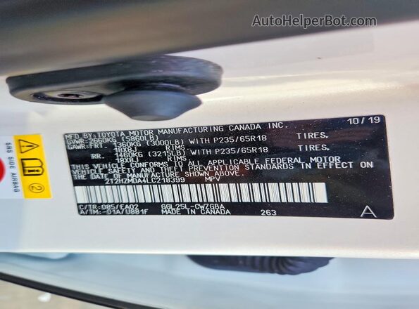 2T2HZMDA4LC218399 2020 LEXUS RX White ძრავის განყოფილების ხედი