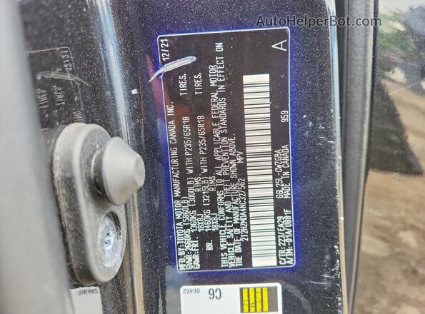 2T2HZMDA4NC327562 2022 LEXUS RX Black Vista de la etiqueta del VIN